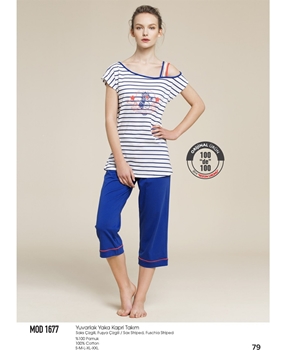 Mod Collection 1677 Yuvarlak Yaka Bayan Kapri Takım resmi