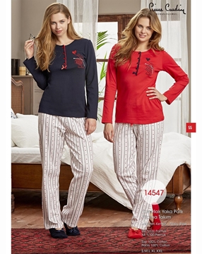 Pierre Cardin 14547 Yuvarlak Yaka Patlı Pijama Takım resmi