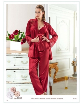 Nilay 1050 Saten Üçlü Pijama Takım resmi