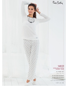 Pierre Cardin 14831 Bayan Uzun Kollu Patlı Pijama Takım resmi