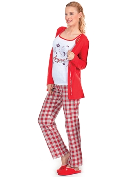 Dagi DB9192 Angel Baskılı Üçlü Bayan Pijama Takım resmi