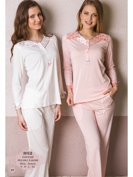 Bone Club 3912 Omuzu Dantel Pijama Takım resmi