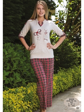 Bone Club 3922 Ayıcıklı Ekose Pijama Takım resmi