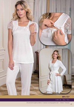 Yeni İnci BPJ 157 Üçlü Lohusa Pijama Takım