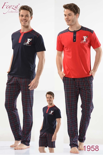 Feyza 1958 Erkek Üçlü Pijama Takım