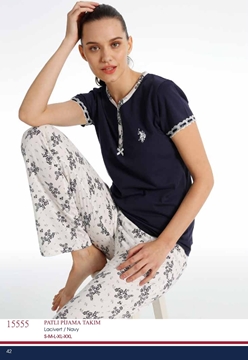 Us Polo 15555 Bayan Patlı Pijama Takım