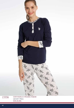 Us Polo 15558 Bayan Uzun Kollu Pijama Takım