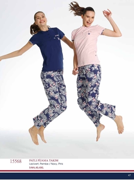 Us Polo 15568 Bayan Patlı Pijama Takım