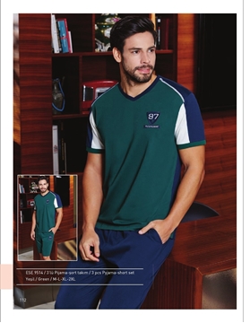 Eros ESE 9514 Erkek 3'lü Pijama Şort Takım