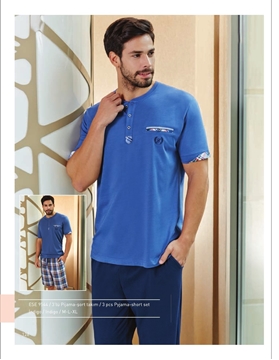 Eros ESE 9544 Erkek 3'lü Pijama Şort Takım