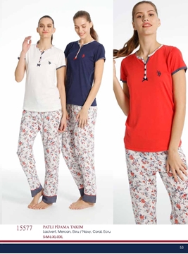 Us Polo 15577 Bayan Patlı Pijama Takım