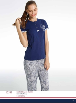 Us Polo 15581 Bayan Patlı Pijama Takım