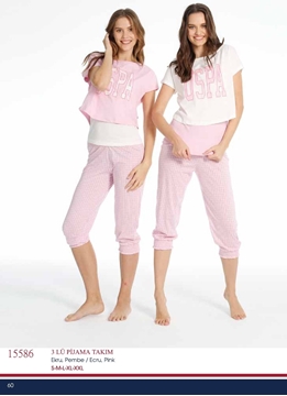Us Polo 15586 Bayan 3'lü Pijama Takım