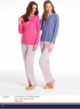 Us Polo 15597 Bayan Uzun Kollu Pijama Takım