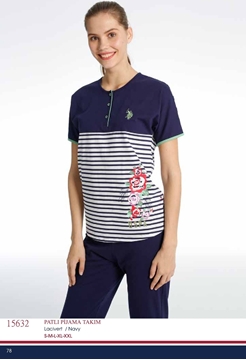 Us Polo 15632 Bayan Patlı Pijama Takım