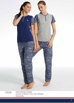 Us Polo 15636 Bayan Patlı Pijama Takım