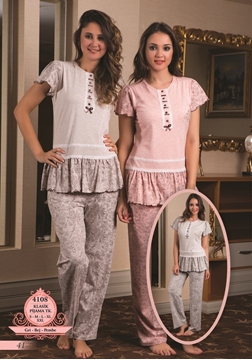 Bone Club 4108 Bayan Klasik Pijama Takım