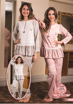 Bone Club 4109 Bayan Klasik Pijama Takım