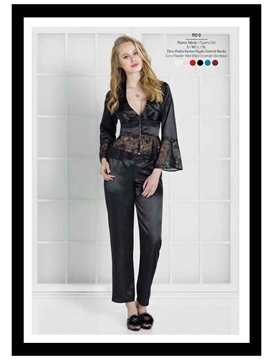 Pierre Cardin 1100 Dantelli Saten Pijama Takım