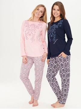 US Polo 15703 Bayan Yuvarlak Yaka Pijama Takım
