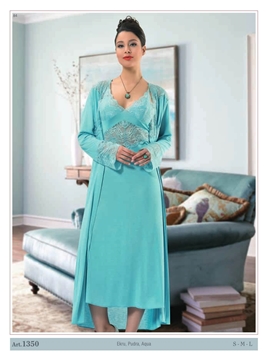 Nilay 1350 Saten Gecelik Sabahlık Takım