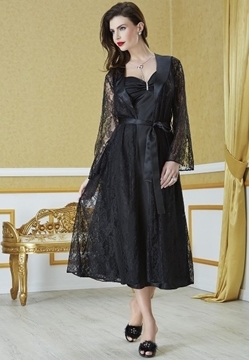 Versace V2114 Saten Gecelik Sabahlık Takım