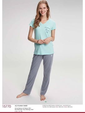US Polo 15770 Bayan 3'lü Pijama Takım