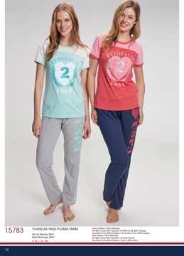 US Polo 15783 Yuvarlak Yaka Bayan Pijama Takım