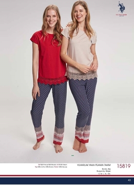 US Polo 15819 Yuvarlak Yaka Bayan Pijama Takım