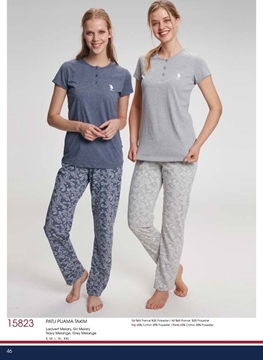 US Polo 15823 Bayan Patlı Pijama Takım